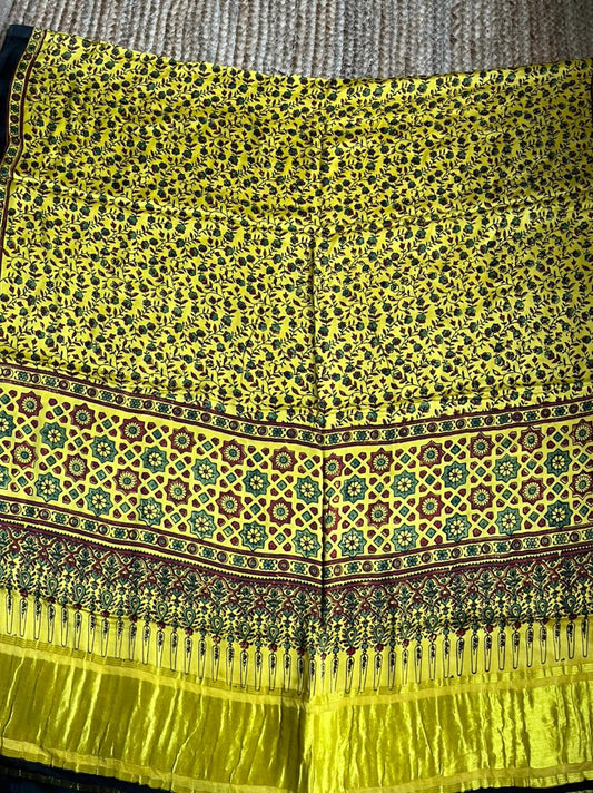 MUSTARD AJRAKH MODAL SILK DUPATTA