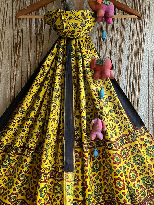 MUSTARD AJRAKH MODAL SILK DUPATTA