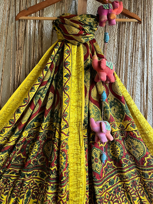 MUSTARD AJRAKH GAJI SILK ZARI WOVEN DUPATTA