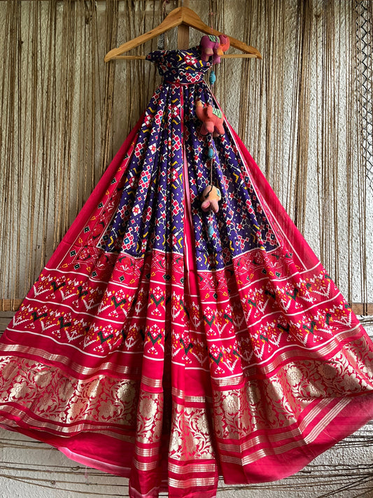 PURPLE PINK PATOLA MODAL SILK DUPATTA WITH NAKSHI BORDER