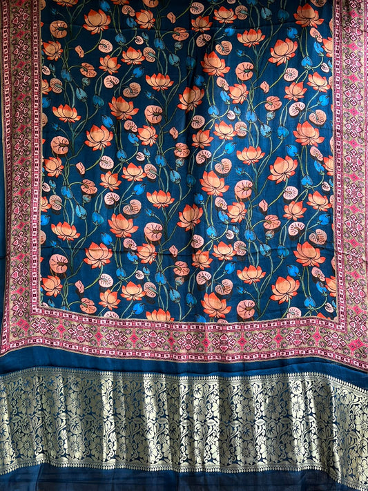 SAPPHIRE BLUE MULTICOLOR PATOLA PRINT MODAL SILK DUPATTA
