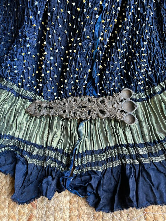 DARK BLUE  BANDHANI DUPATTA WITH ZARI BORDER