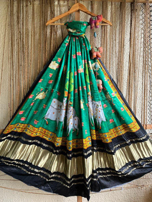 GREEN PICHWAI  PRINT PATOLA MODAL SILK DUPATTA