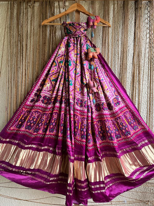 PURPLE PINK  PRINT PATOLA MODAL SILK DUPATTA