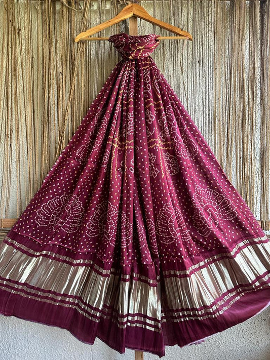 MAROON BANDHANI PRINT PATOLA MODAL SILK DUPATTA