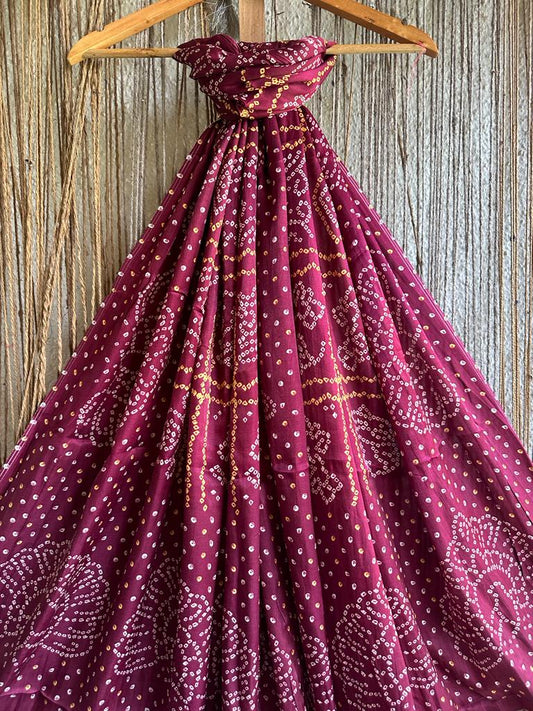 MAROON BANDHANI PRINT PATOLA MODAL SILK DUPATTA