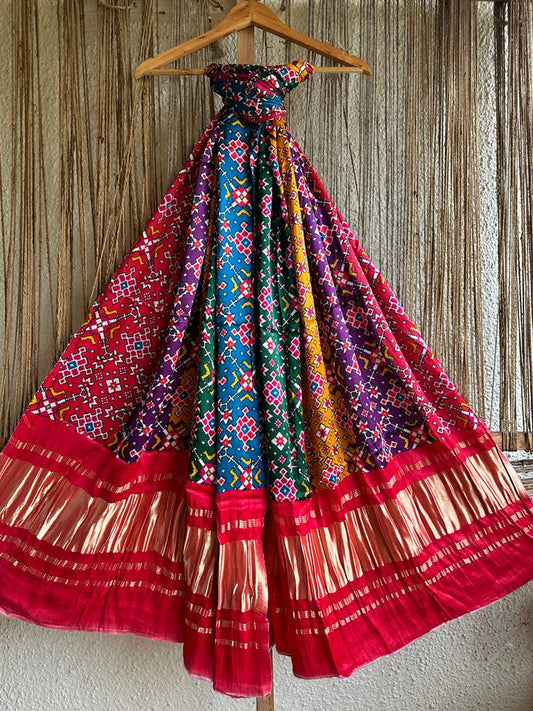 MULTI RED BANDHANI PRINT PATOLA MODAL SILK DUPATTA