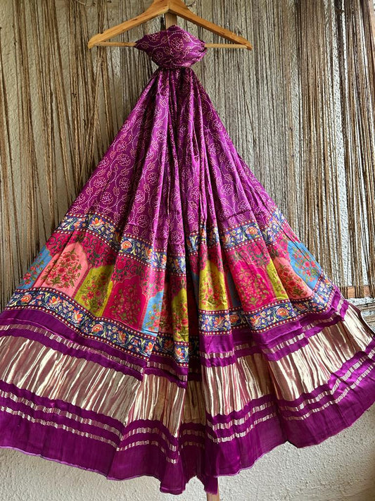 PURPLE  BANDHANI PRINT PATOLA MODAL SILK DUPATTA