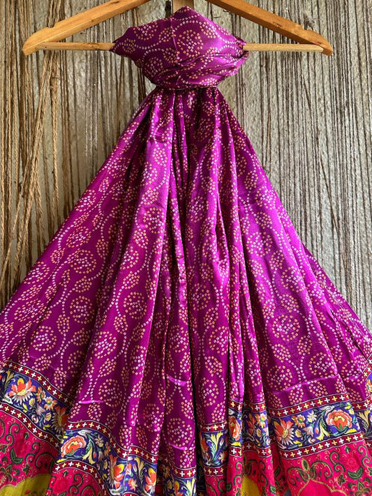 PURPLE  BANDHANI PRINT PATOLA MODAL SILK DUPATTA