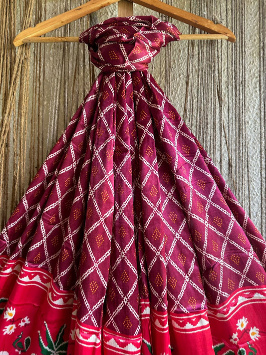 MAROON PICHWAI PRINT PATOLA MODAL SILK DUPATTA