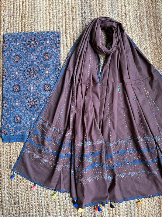 INDIGO AJRAKH HANDBLOCK COTTON KURTA SET