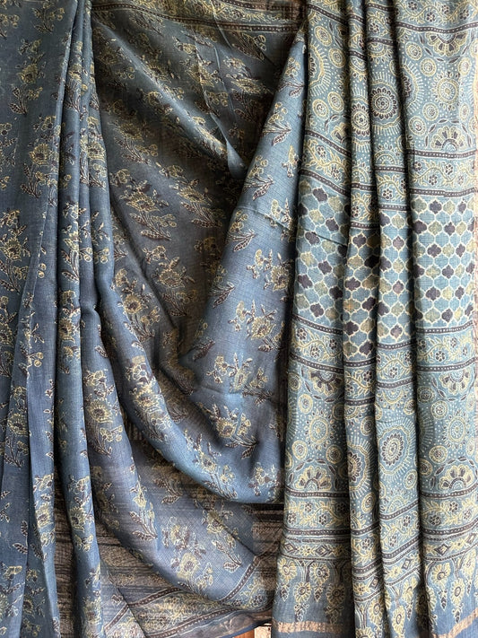INDIGO KOTA AJRAKH HANDBLOCK SARI