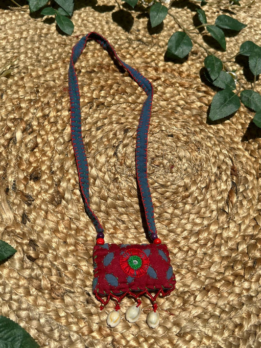 BLUE RED  BEAUTIFUL HANDCRAFTED HANEMBROIDERY CLOTH JEWELLERY