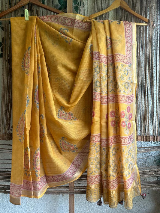 MUSTARD KOTA DORIA HANDBLOCK SARI