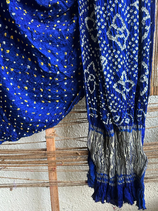 ROYAL BLUE MODAL SILK BANDHANI SARI
