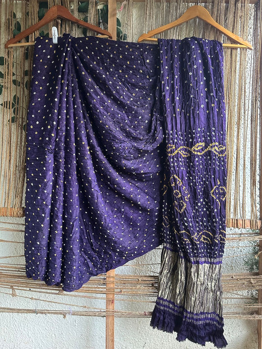 PURPLE MODAL SILK BANDHANI SARI