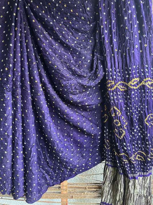 PURPLE MODAL SILK BANDHANI SARI