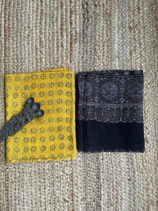 MUSTARD AJRAKH HANDBLOCK KOTA  KURTA SET