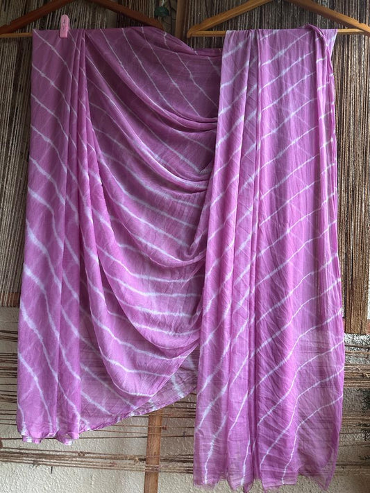 LIGHT PURPLE LEHERIYA HANDCRAFTED CHIFFON SARI CL-73