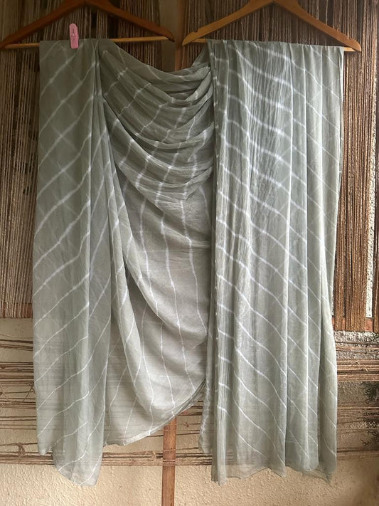 GREY LEHERIYA HANDCRAFTED CHIFFON SARI CL-78