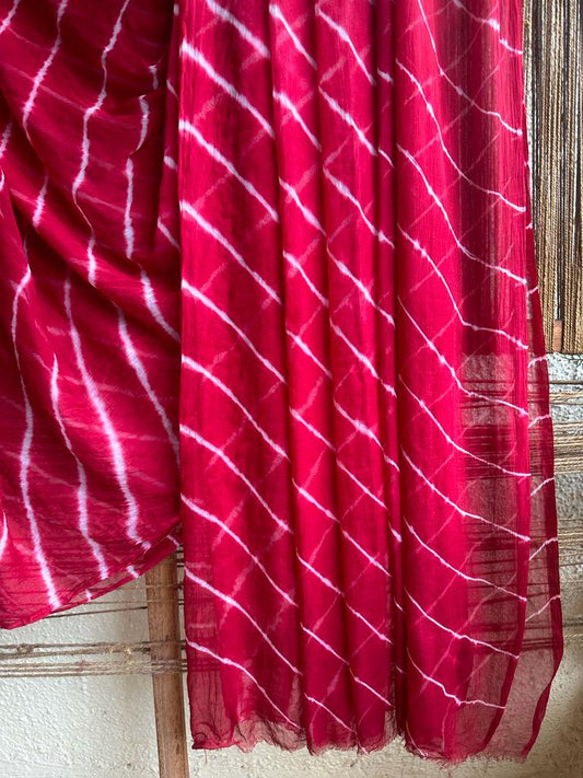 MAROON LEHERIYA HANDCRAFTED CHIFFON SARI CL-67