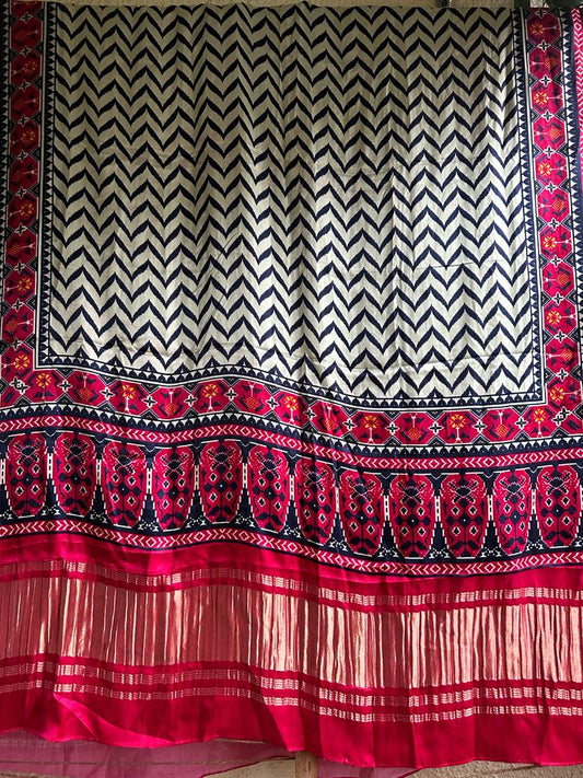 BLUE PINK PATOLA PRINT MODAL SILK DUPATTA