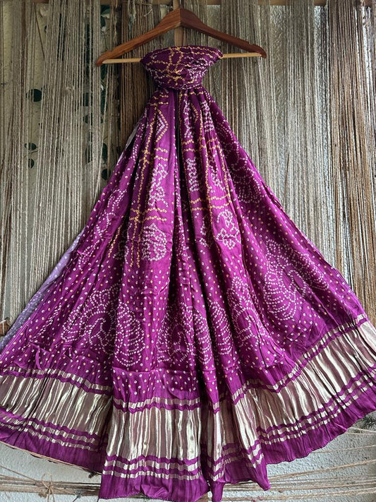 Purple Bandhani Patola Print Modal Silk Dupattap
